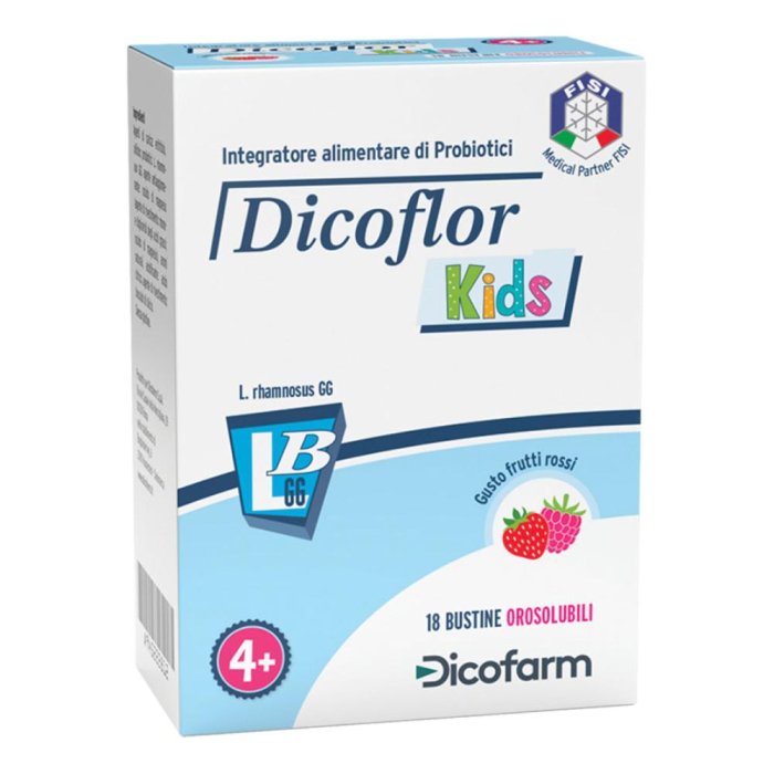 Dicoflor Kids Integratore Fermenti Lattici 18 Bustine Orosolubili