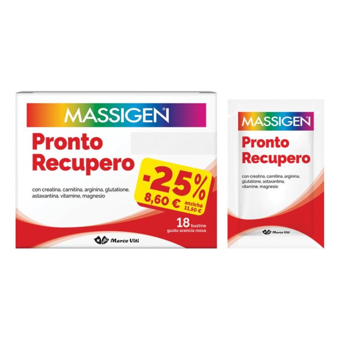 Massigen Pronto Recupero Integratore Gusto Arancia Rossa 18 bustine