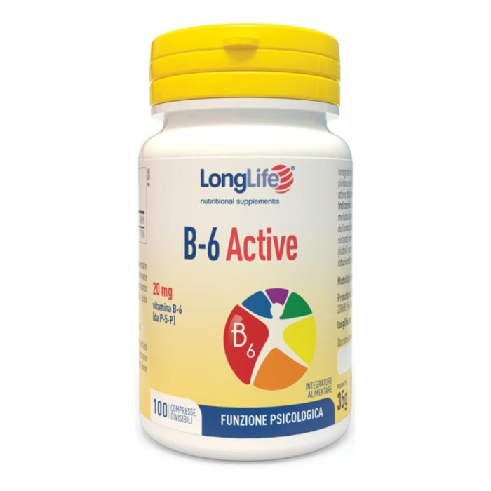 LongLife Vitamina B6 Active 100 Compresse Integratore Alimentare per Stanchezza Metabolismo Energetico e Sistema Nervoso