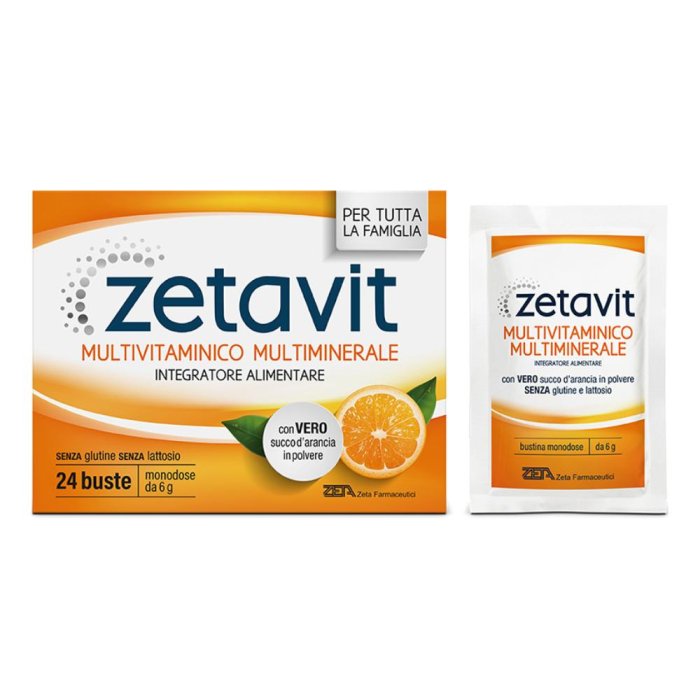 Zetavit Multivitaminico Integratore Alimentare 24 Bustine con Vitamine e Minerali per Energia e Benessere