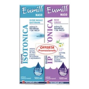 Eumill Naso Bipack Spray Soluzione Isotonica 100 Ml + Soluzione Ipertonica 100 Ml