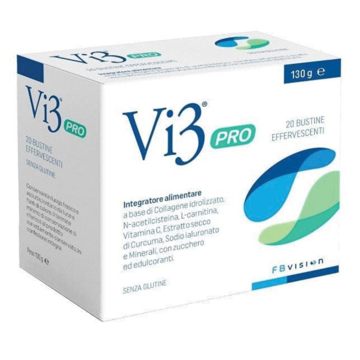 Vi3 PRO Integratore Alimentare con Collagene, Curcuma, SOD e Minerali per Benessere e Vitalità 20 bustine 