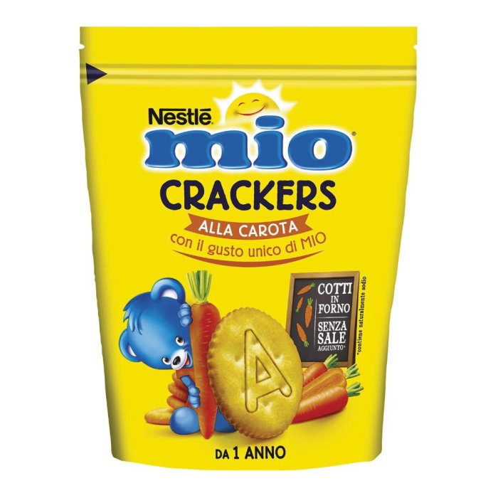 Nestlé Mio Crackers alla carota - snack salato per bambini arricchito con carota