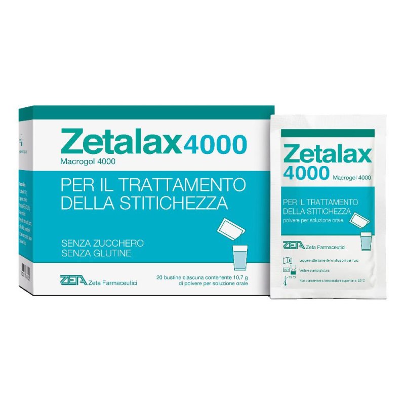 Zetalax 4000 20 bustine per il trattamento della stitichezza  Macrogol  