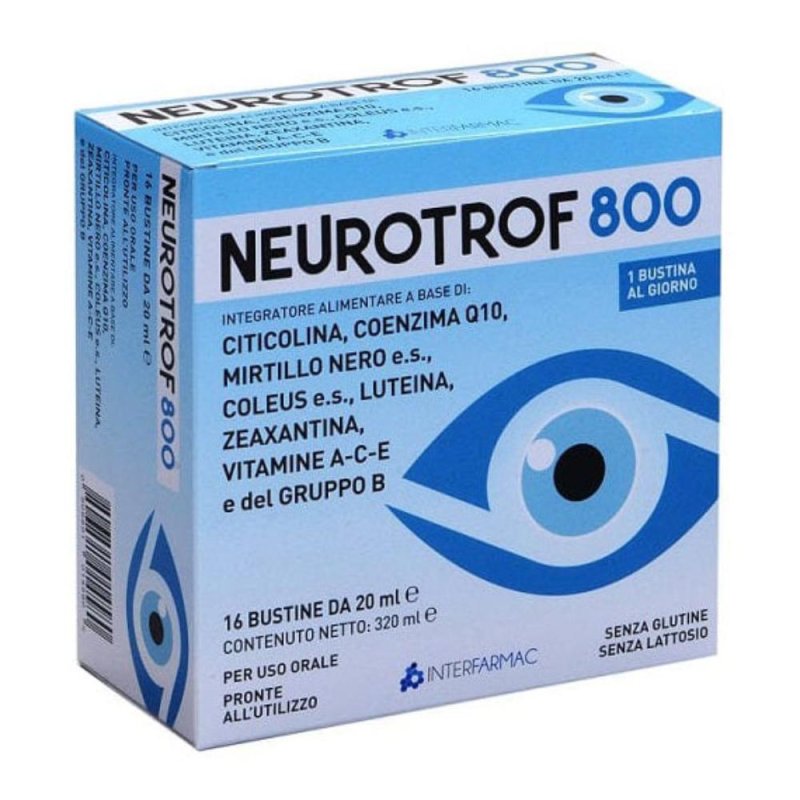 Neurotrof 800 integratore alimentare in bustine 16 pezzi per il supporto del sistema nervoso