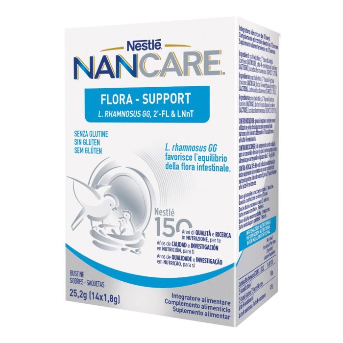Nestlé NANCARE Flora Support integratore per la flora intestinale di neonati e bambini 14 bustine