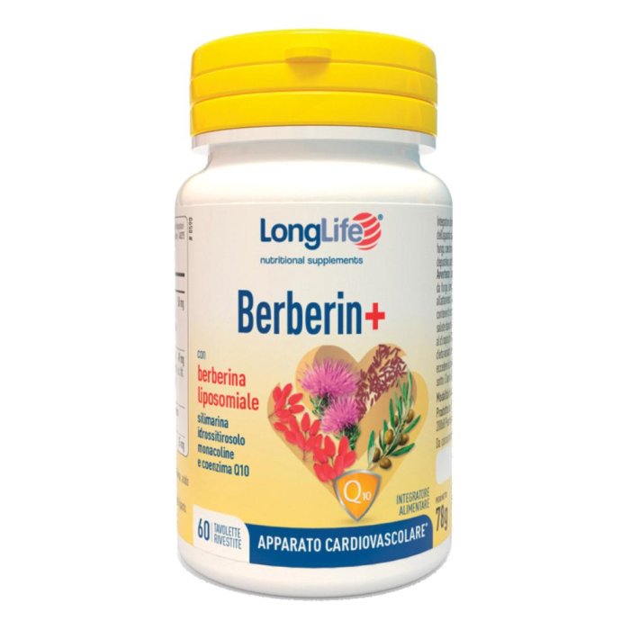 LongLife Berberin Plus Integratore di Berberina 60 Tavolette per Metabolismo di Zuccheri e Colesterolo