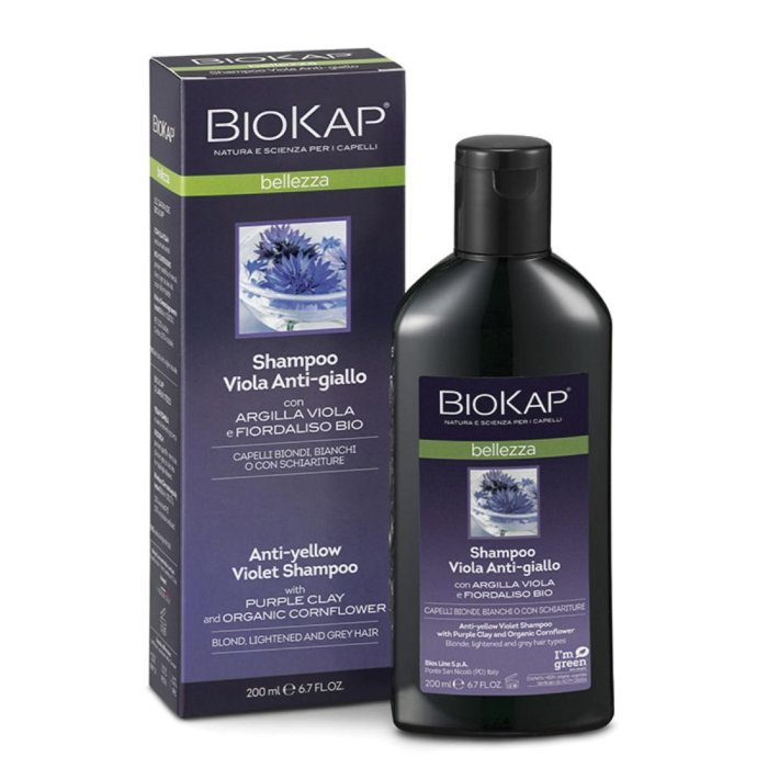 Bios Line BioKap Bellezza - Shampoo Viola Antigiallo Ravvivante per Capelli Biondi Bianchi o con Schiariture 200 ml