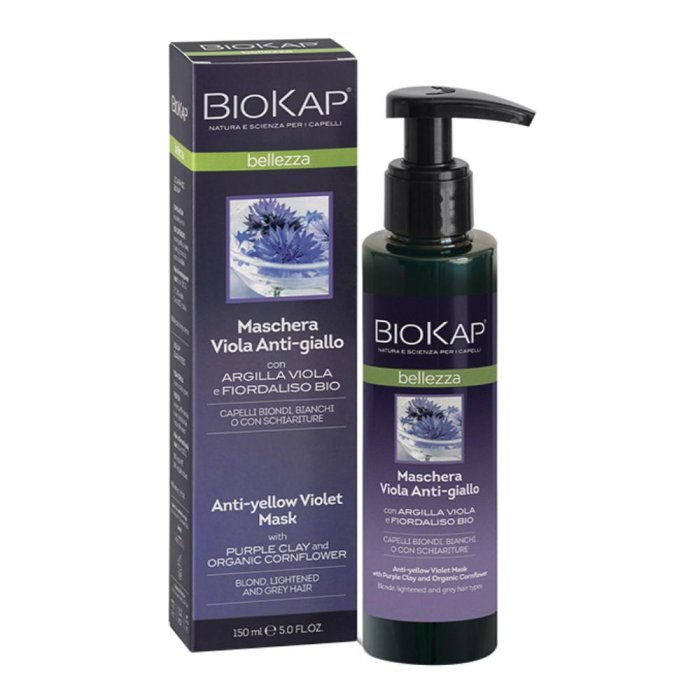 Bios Line BioKap Bellezza - Maschera Viola Antigiallo Ravvivante per Capelli Biondi Bianchi o con Schiariture 150 ml
