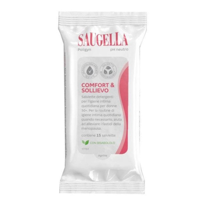 Saugella Poligyn Salviette Intime Lenitive 15 Pezzi per Igiene Intima Quotidiana