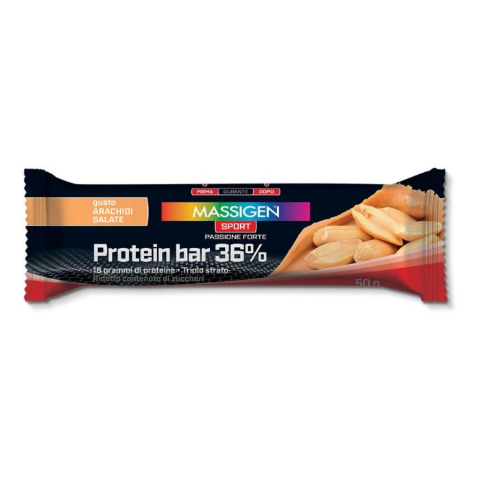 Mass Sport barretta proteica 36% caramello salato - snack high protein per sport e palestra