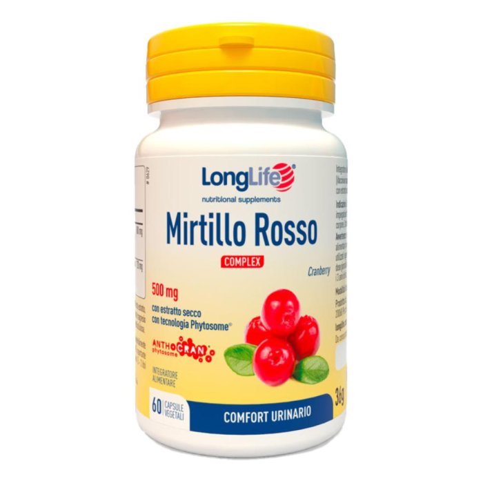 LongLife Mirtillo Rosso Integratore Alimentare 60 Capsule per Benessere Vie Urinarie