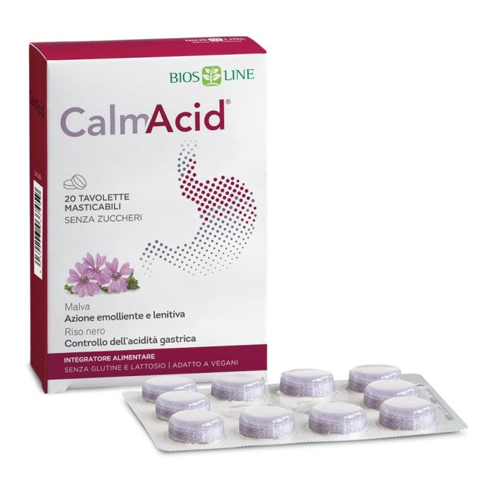 Bios Line CalmAcid - Integratore Alimentare per l'Acidità Gastrica 20 tavolette masticabili