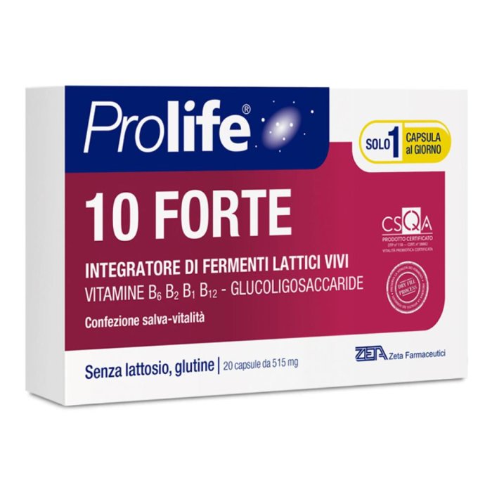 Prolife 10 FORTE - Integratore Probiotico con Vitamine del Gruppo B per il Benessere Intestinale e il Sistema Immunitario 20 capsule 