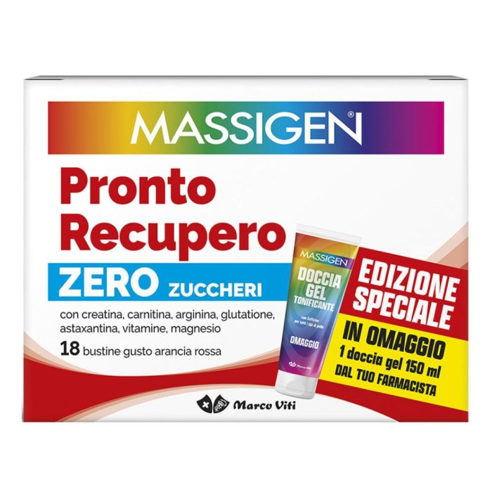 Massigen Pronto Recupero Integratore di Sali Minerali e Vitamine 18 Bustine Senza Zucchero