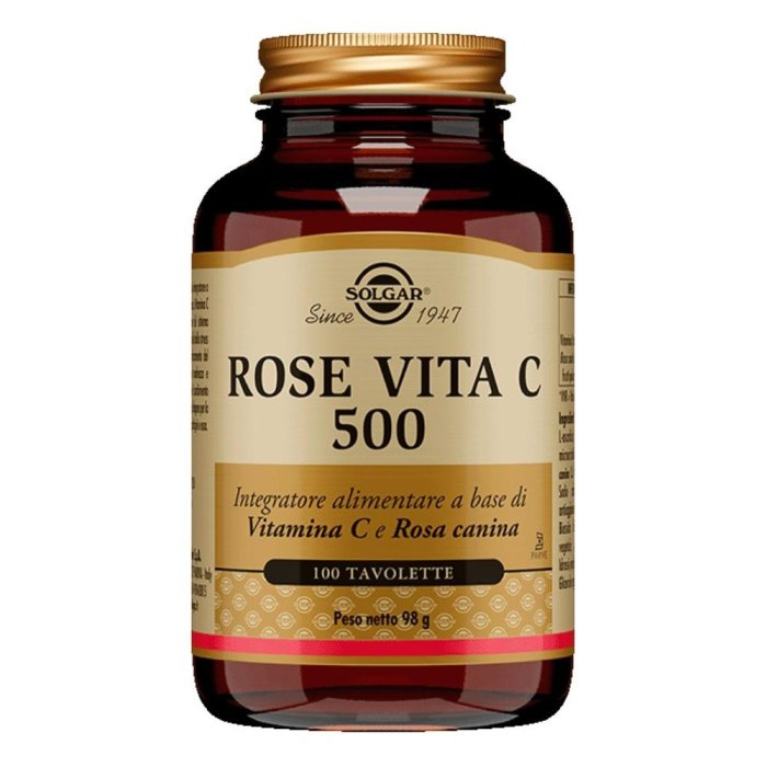 Solgar Rose Vita Vitamina C 500 mg 100 Compresse Integratore Antiossidante con Rosa Canina