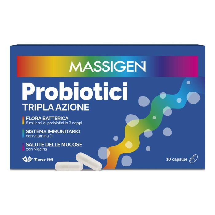 Massigen Probiotici 10 capsule - integratore con fermenti lattici vivi