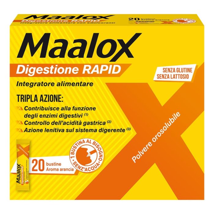 Maalox Digestione RAPID Integratore per Digestione e Acidità 20 Bustine