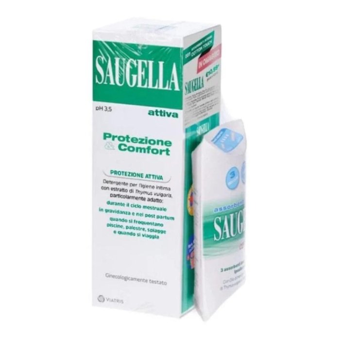 Saugella Protezione & Comfort detergente intimo 250 ml + assorbenti interni cotton touch – Igiene, freschezza e sicurezza quotidiana