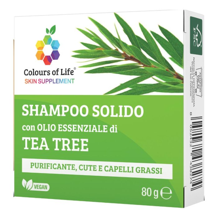 Shampoo Solido Tea Tree Naturale per Capelli Colorati 80 g Protezione e Lucentezza Colore