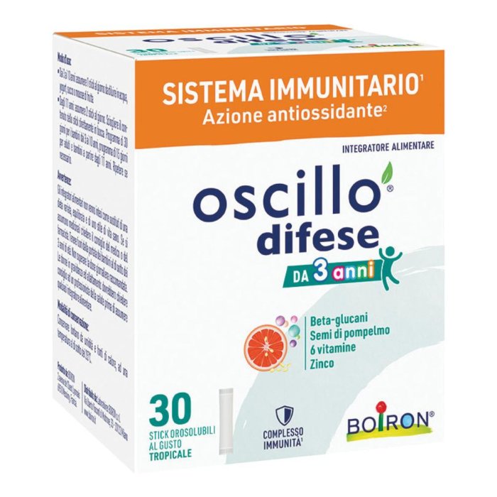 Boiron Oscillo Difese 3+ Integratore Sistema Immunitario per Bambini e Adulti 30 Stick Orosolubili