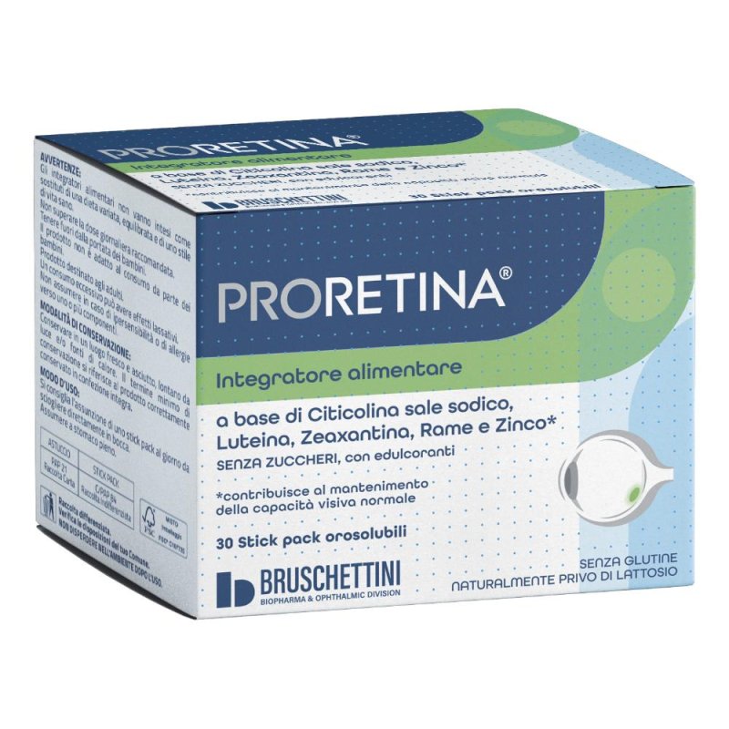 Proretina 30 stick pack integratore con citicolina, luteina e vitamine per il benessere visivo