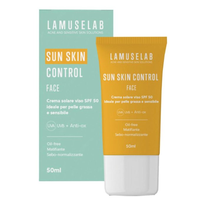 Lamuselab - Sun Skin Control Protezione Solare Viso SPF50+ Confezione 50 Ml