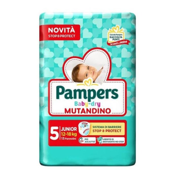 Pampers Baby Dry Mutandino Taglia 5 Junior 12-18 kg – Confezione da 13 Pannolini Assorbenti