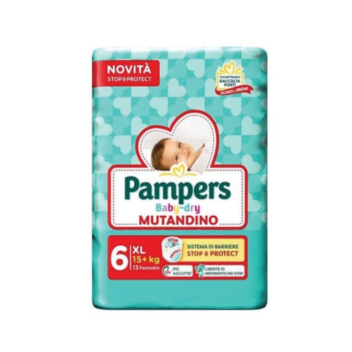 Pampers Baby Dry Pannolini Mutandino Taglia 6 Extra Large 15+ kg Confezione da 13 Pezzi