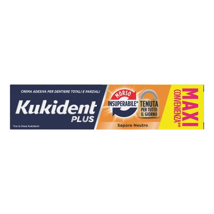 Kukident Plus - Morso Insuperabile Crema Adesiva per Dentiere Totali e Parziali 57g