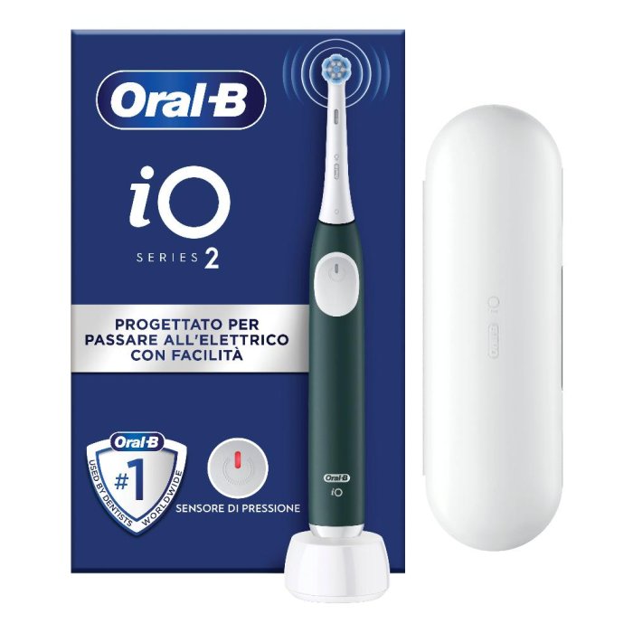 Oral-B iO - 2 Spazzolino Elettrico Ricaricabile Verde con Custodia da Viaggio