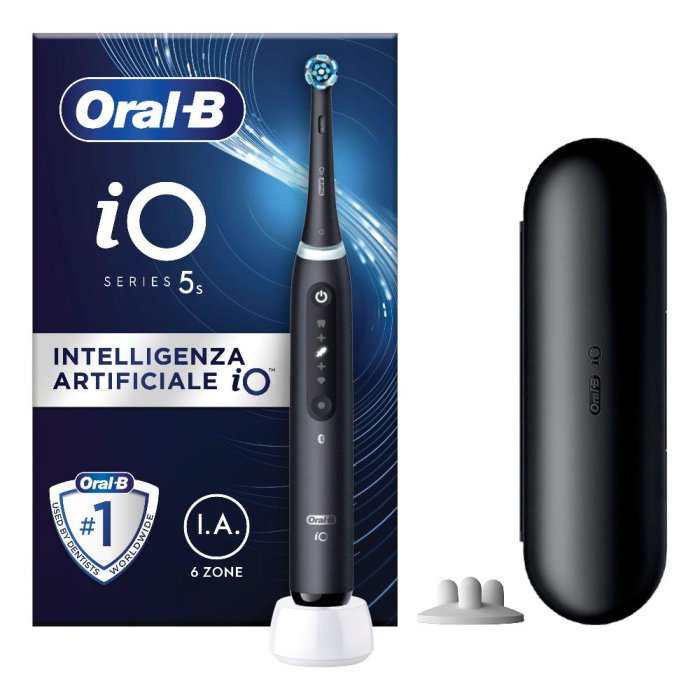 Oral-B iO - 5S Spazzolino Elettrico Ricaricabile Nero con Custodia da Viaggio