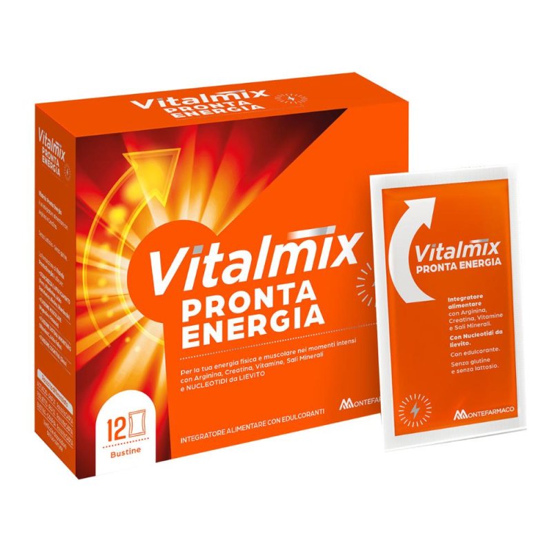 VitalMix Pronta Energia Integratore con Arginina Creatina Vitamine e Sali Minerali 12 Bustine
