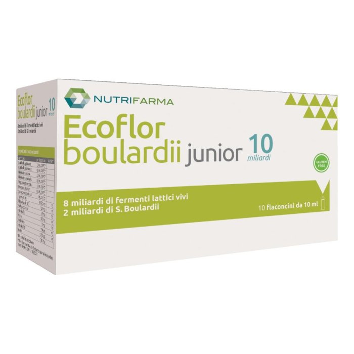Ecoflor Boulardii Junior Integratore Probiotico 10 Flaconcini Orali con 10 Miliardi di Fermenti Saccharomyces Boulardii per Flora Intestinale