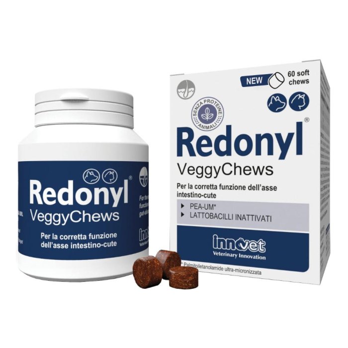 Redonyl Veggy 60 Soft Chews per Cani e Gatti - Bocconcini Morbidi Masticabili per Benessere di Pelle e Manto