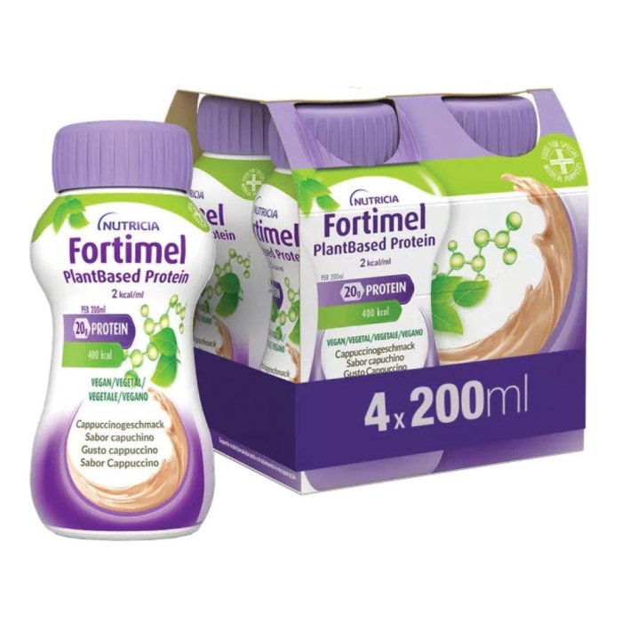 Fortimel Plantbased Cappuccino Bevanda Iperproteica 300 kcal Integratore Nutrizionale Vegetale ad Alto Contenuto di Proteine
