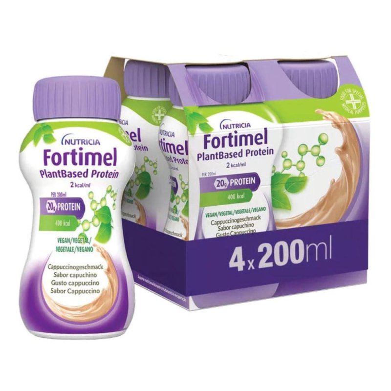 Fortimel Plantbased Cappuccino Bevanda Iperproteica 300 kcal Integratore Nutrizionale Vegetale ad Alto Contenuto di Proteine