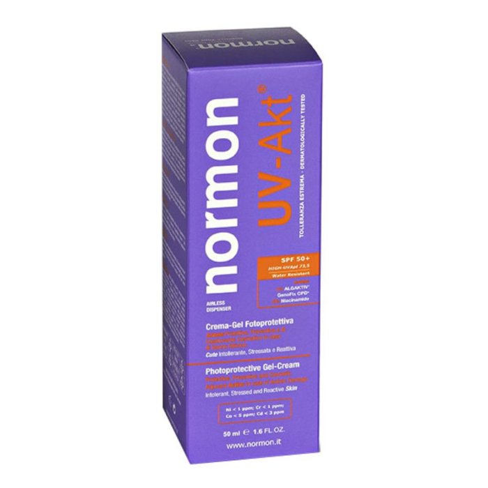 Normon UV AKT crema gel 50 ml - fotoprotettore SPF molto alto per pelli a rischio attinico