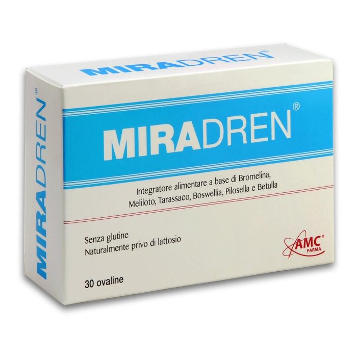 Miradren 30 Ovaline Integratore Drenante per Gambe Pesanti e Microcircolo, 30 Capsule Ovaline