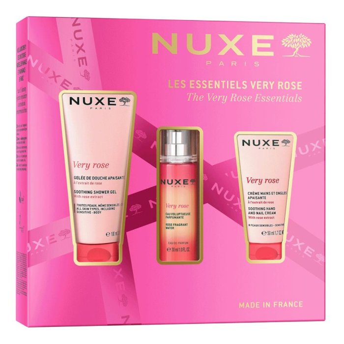 Nuxe Cofanetto Coffret Very Rose – Gel Doccia 100 ml + Acqua Profumata 30 ml + Crema Mani e Unghie 50 ml