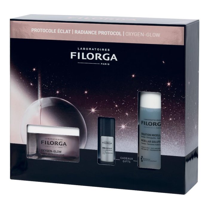 Filorga Cofanetto Protocollo Luminosità Oxygen Glow Crema 50ml + NCEF-Revitalize Serum 5ml + Soluzione Micellare 50ml