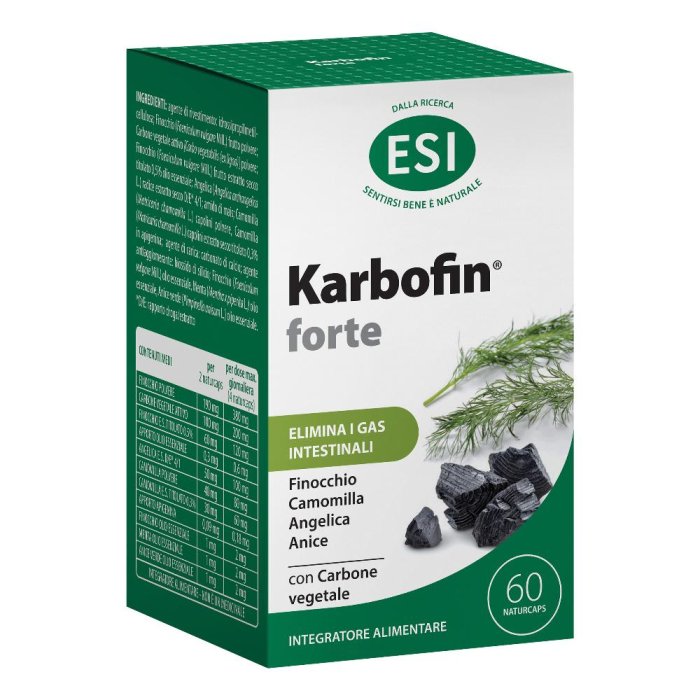 Karbofin Forte integratore naturale con carbone vegetale e finocchio 60 naturcaps