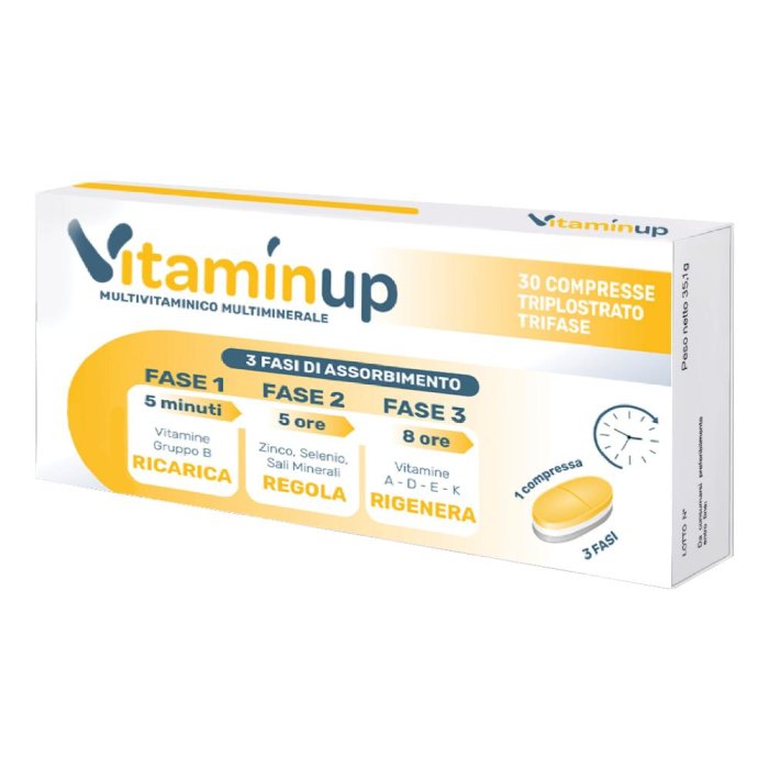 Vitaminup Integratore Multivitaminico per Energia e Stanchezza Fisica e Mentale 30 Compresse