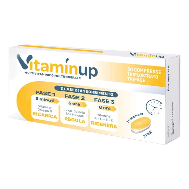 Vitaminup Integratore Multivitaminico per Energia e Stanchezza Fisica e Mentale 30 Compresse
