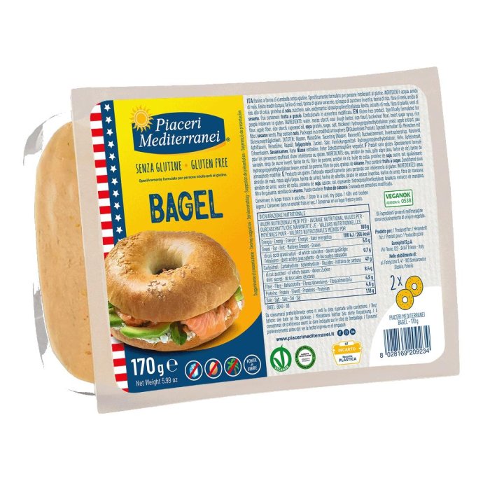 Piaceri Mediterranei Bagel senza glutine 170 g – Pane tipo bagel morbido ideale per colazione e snack