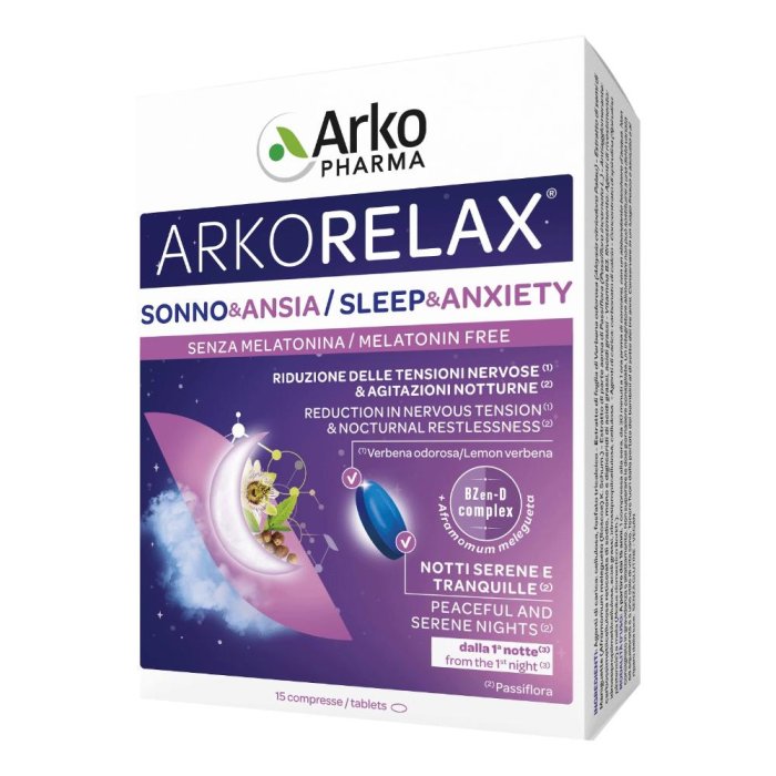 Arkorelax sonno & ansia – Integratore Naturale per il Rilassamento e il Sonno 15 Compresse