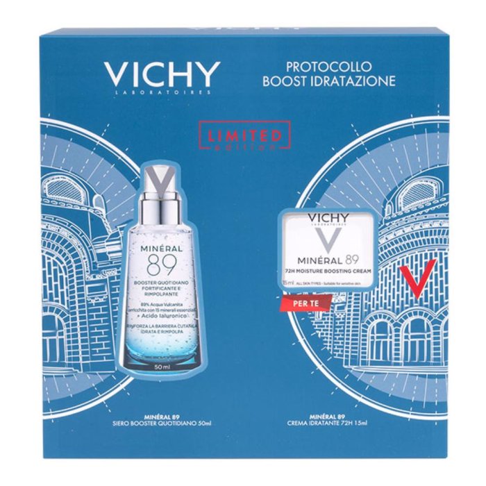 Vichy Cofanetto Regalo Boost Idratazione con Mineral 89 Booster Siero 50 ml + Mineral 89 Crema 15ml