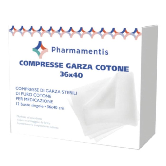 Pharmamentis garza cotone 36x40 - garze in cotone per medicazioni
