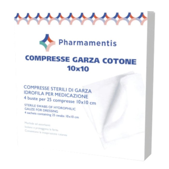 Pharmamentis garza cotone 10x10 - garze in cotone sterili 10x10