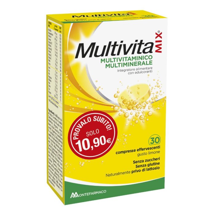 Multivitamix Integratore Multivitaminico e Multiminerale 30 Compresse Effervescenti per Energia e Sistema Immunitario